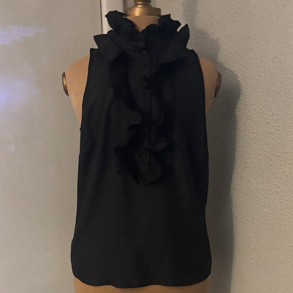 J. Crew Black Ruffle High-Neck Sleeveless Top 4 Operacore Darkcore RetrogirlGlam